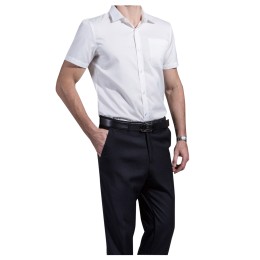 大量訂做保險行業男款短袖襯衫  個人設計白色細斜紋 成衣免燙 關門領恤衫 襯衫供應商 60% Cotton 40% Polyester CHENSHANG MTMD6005 SKR051 大量訂做保險行業男款短袖襯衫  個人設計白色細斜紋 成衣免燙 關門領恤衫 襯衫供應商 60% Cotton 40% Polyester CHENSHANG MTMD6005 SKR051